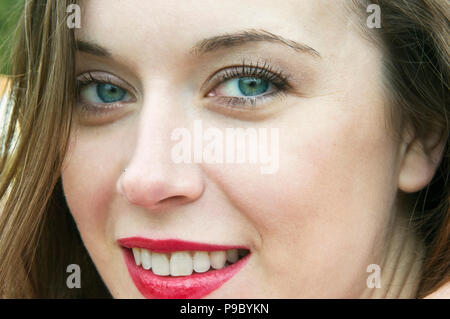 Una chiusura di una donna. Foto Stock