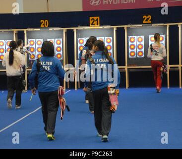 L'ultimo evento indoor del 2015-16 stagione invernale "2016 Mondiale Tiro campionati Indoor' all'ATO Congresium Hall. Foto Stock