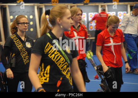 L'ultimo evento indoor del 2015-16 stagione invernale "2016 Mondiale Tiro campionati Indoor' all'ATO Congresium Hall. Foto Stock