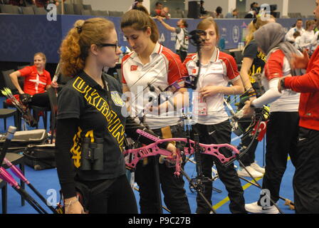 L'ultimo evento indoor del 2015-16 stagione invernale "2016 Mondiale Tiro campionati Indoor' all'ATO Congresium Hall. Foto Stock