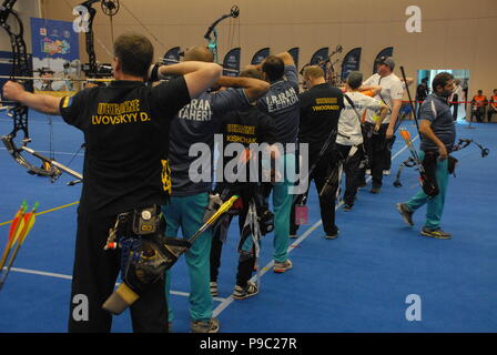 L'ultimo evento indoor del 2015-16 stagione invernale "2016 Mondiale Tiro campionati Indoor' all'ATO Congresium Hall. Foto Stock