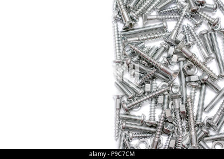 Raccolta di viti di ferro, legno Viti e bulloni con spazio libero sul lato sinistro Foto Stock