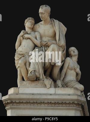 Monumento a contare Nikolai Nikitich Demidov presso la Piazza Demidoff a Firenze. Foto Stock