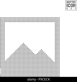 Foto modello a punti e la relativa icona. Foto Icona punteggiata isolati su sfondo bianco. Icona del vettore di nessuna immagine disponibile prossimamente Illustrazione Vettoriale