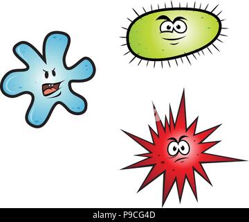Fumetto illustrazione vettoriale di batteri e virus Illustrazione Vettoriale