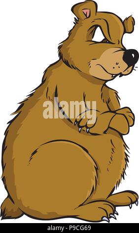 Fumetto illustrazione vettoriale di un arrabbiato orso grizzly Illustrazione Vettoriale