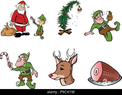 Fumetto illustrazione vettoriale di una collezione di Natale Illustrazione Vettoriale