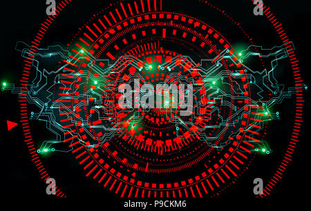 Abstract futuristica tecnologia cyber sfondo. Grande elaborazione dati. Sci-fi la progettazione di circuiti. Rete futuristica tecnologia design Foto Stock