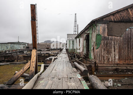 Abbandonato il russo stazione artica, Novaya Zemlya Foto Stock