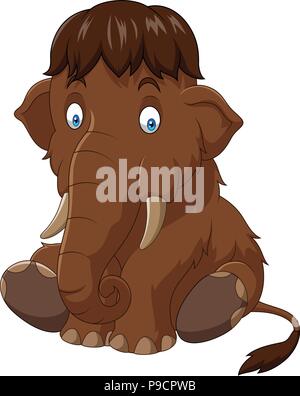 Cartoon baby mammoth seduta Illustrazione Vettoriale