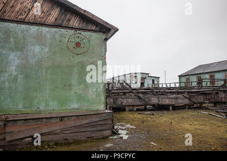 Abbandonato il russo stazione artica, Novaya Zemlya Foto Stock