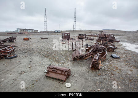 Abbandonato il russo stazione artica, Novaya Zemlya Foto Stock