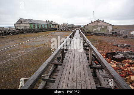 Abbandonato il russo stazione artica, Novaya Zemlya Foto Stock