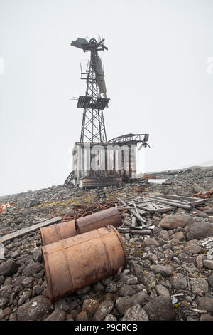 Abbandonato il russo stazione artica, Novaya Zemlya Foto Stock