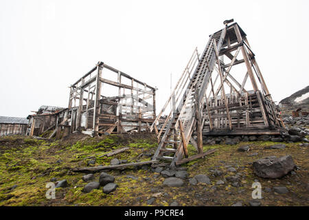 Abbandonato il russo stazione artica, Novaya Zemlya Foto Stock