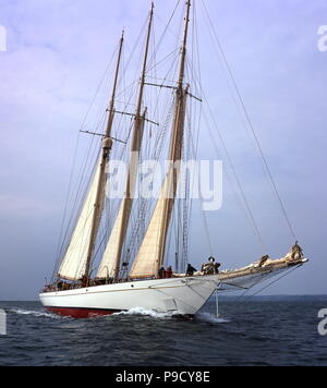 AJAXNETPHOTO. Giugno, 1997. FALMOUTH, Inghilterra. - Le tre masted topsail schooner ADIX ARRIVA REGNO UNITO AL FINE DI ATLANTIC RACE CHALLENGE. NO FIOCCHI O TOPSAILS SET. EASTLAND/AJAX REF:92022 38 Foto Stock