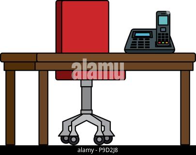 Office Workplace con scena di telefono Illustrazione Vettoriale