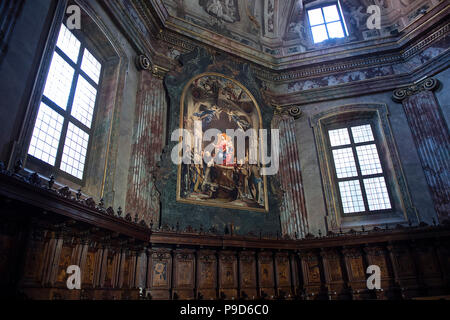 L'Italia,Lombardia,Bergamo,Città Bassa,San Bartolomeo chiesa,Madonna in trono con il Bambino e i santi,1516,Lorenzo Lotto Foto Stock