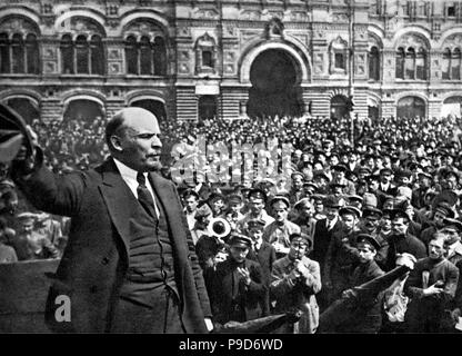 Vladimir Lenin sul Vsevobuch parata del 25 maggio 1919. Museo: Membro del Museo di Storia di Mosca. Foto Stock