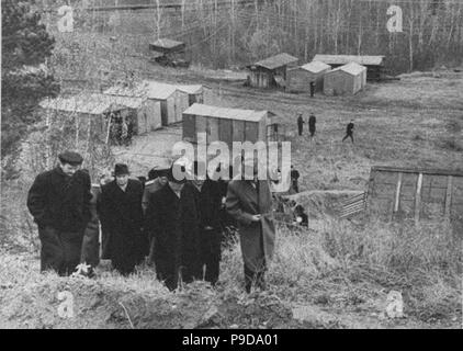 Nikita Khrushchev alla costruzione del Akademgorodok di Novosibirsk. Museo: Collezione privata. Foto Stock