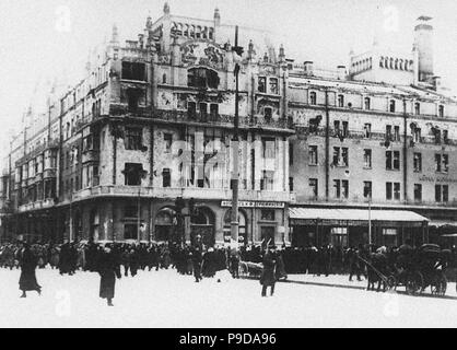 Hotel Metropol dopo la sparatoria in ottobre 1917. Museo: Membro del Museo di Storia di Mosca. Foto Stock