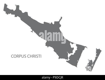 Corpus Christi Texas city mappa illustrazione grigio forma silhouette Illustrazione Vettoriale