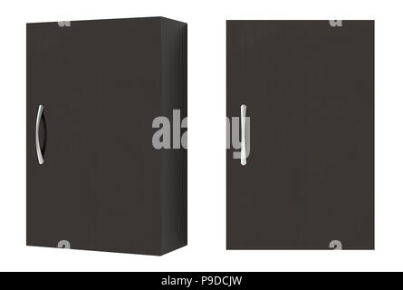Viste diverse dell'armadio chiuso marrone scuro del bagno isolato su bianco Foto Stock