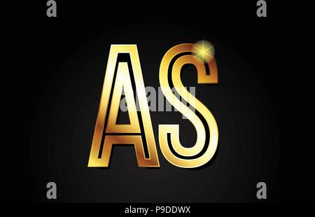 Alfabeto oro lettera come una combinazione di logo design adatto per una società o business Illustrazione Vettoriale