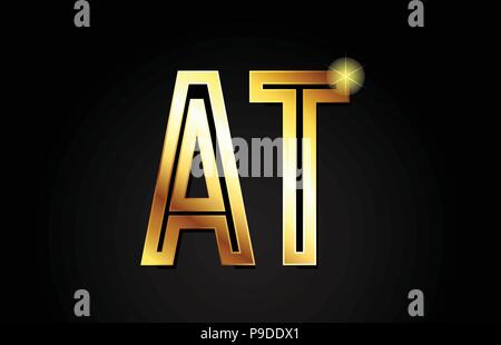 Alfabeto oro lettera in un logo t combinazione design adatto per una società o business Illustrazione Vettoriale