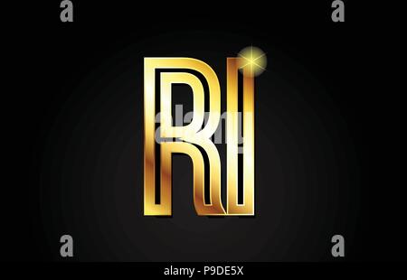 Oro lettera alfabeto ri r i logo design la combinazione adatta per una società o business Illustrazione Vettoriale