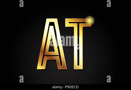 Alfabeto oro lettera in un logo t combinazione design adatto per una società o business Illustrazione Vettoriale