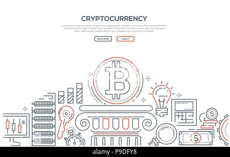 Cryptocurrency - linea uno stile di design illustrazione Illustrazione Vettoriale