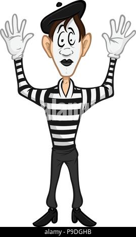 Fumetto illustrazione vettoriale di un mime Illustrazione Vettoriale