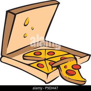 Fumetto illustrazione vettoriale di una Scatola pizza Illustrazione Vettoriale