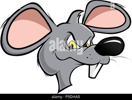 Fumetto illustrazione vettoriale di una faccia di ratto Illustrazione Vettoriale