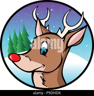 Fumetto illustrazione vettoriale di Rudolph il naso rosso renne Illustrazione Vettoriale