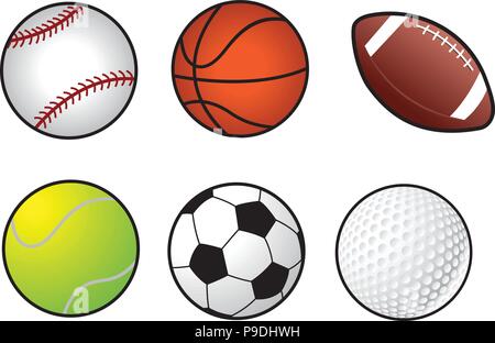 Fumetto illustrazione vettoriale di un palle sportive Illustrazione Vettoriale