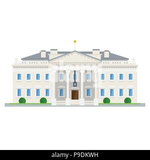 Design piatto isolato icona vettore del bianco Huse a Washington, DC Illustrazione Vettoriale