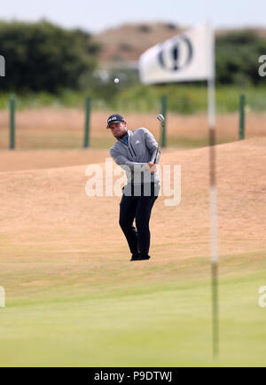 L'Inghilterra del Tyrrell Hatton il 6 durante l'anteprima giorno tre del Campionato Open 2018 a Carnoustie Golf Links, Angus. Foto Stock