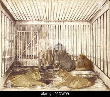 Ritratto di un uomo con i Lions; Unknown maker, British; l'Inghilterra, l'Europa; 1870; albume silver stampa; immagine: 30,7 x 37,5 cm (12 1/16 x 14 3/4 in.); 84.XA.1252.2 Foto Stock