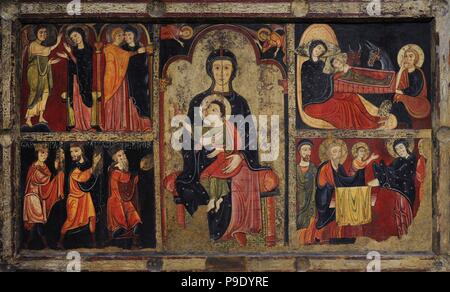 Paliotto da Avia, ca. 1200. Anonimo. Dalla chiesa di Santa Maria de Avia, provincia di Barcellona. Romanico. Museo d'Arte Nazionale della Catalogna. Barcellona. La Catalogna. Spagna. Foto Stock