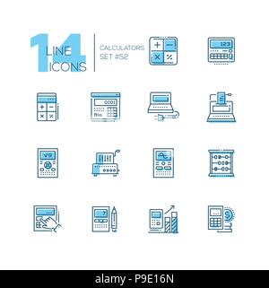 Calcolatrici - linea di moderno design set di icone Illustrazione Vettoriale