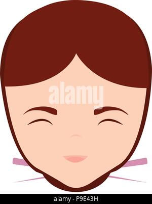 Donna asiatica face icona su sfondo bianco, illustrazione vettoriale Illustrazione Vettoriale