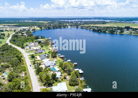 Florida,Lake Placid,Lake June-in-Winter,Lake June Road,vista aerea dall'alto,FL18071156d Foto Stock