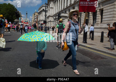 Immagini da anti-Trump protesta a Londra, 13 Luglio 2018 Foto Stock