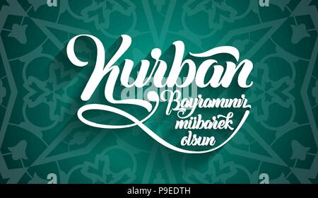 Kurban bayramininiz mubarek olsun. Traduzione dal turco: Felice Festa del sacrificio. Illustrazione Vettoriale