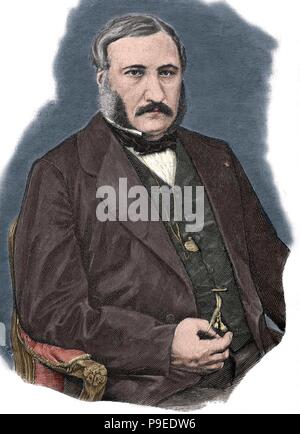 Adolphe Forcade de la Roquette (1820-1874). Avvocato francese e politico. Ritratto. Incisione di R. Cremer. "Historia universale", 1885. Colorati. Foto Stock