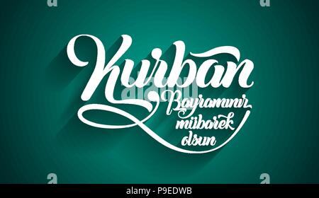 Kurban bayramininiz mubarek olsun. Traduzione dal turco: Felice Festa del sacrificio. Illustrazione Vettoriale