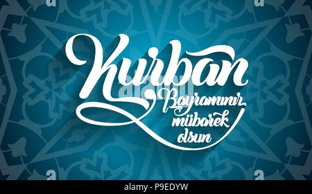 Kurban bayramininiz mubarek olsun. Traduzione dal turco: Felice Festa del sacrificio. Illustrazione Vettoriale