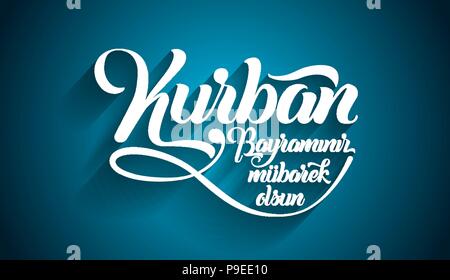 Kurban bayramininiz mubarek olsun. Traduzione dal turco: Felice Festa del sacrificio. Illustrazione Vettoriale